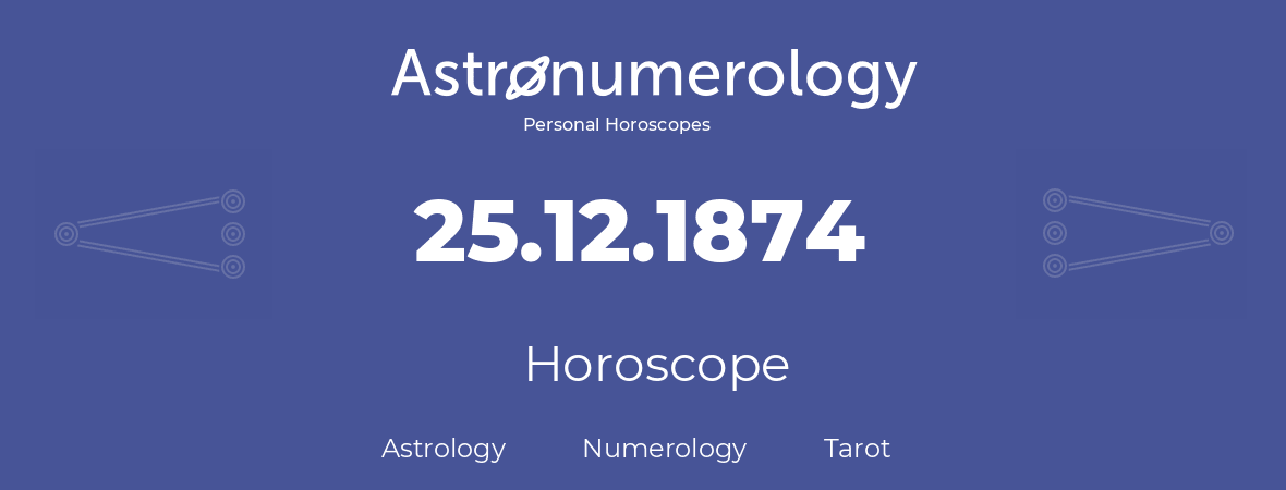 Horoscope for birthday (born day): 25.12.1874 (December 25, 1874)