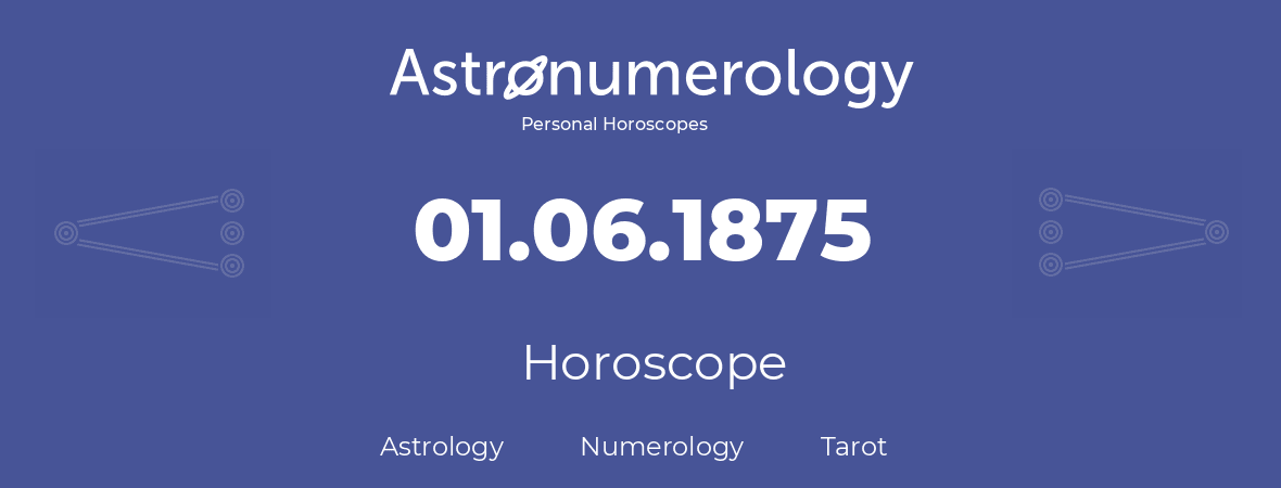 Horoscope for birthday (born day): 01.06.1875 (June 31, 1875)