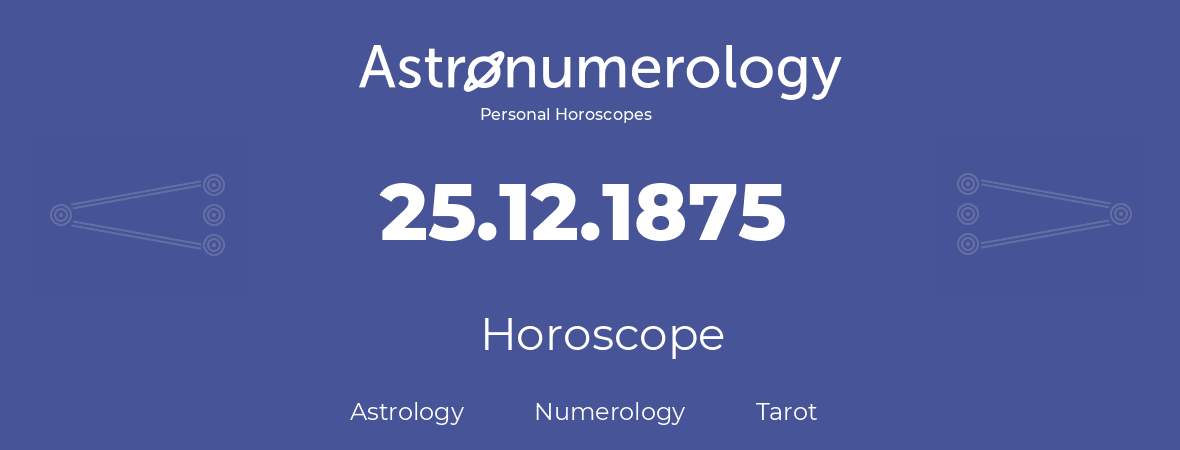 Horoscope for birthday (born day): 25.12.1875 (December 25, 1875)
