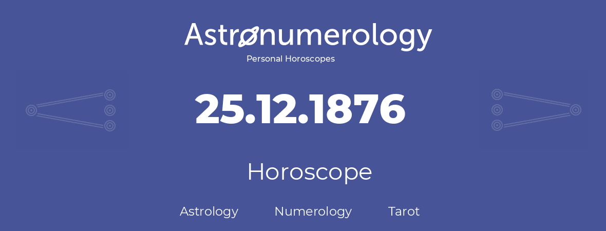 Horoscope for birthday (born day): 25.12.1876 (December 25, 1876)
