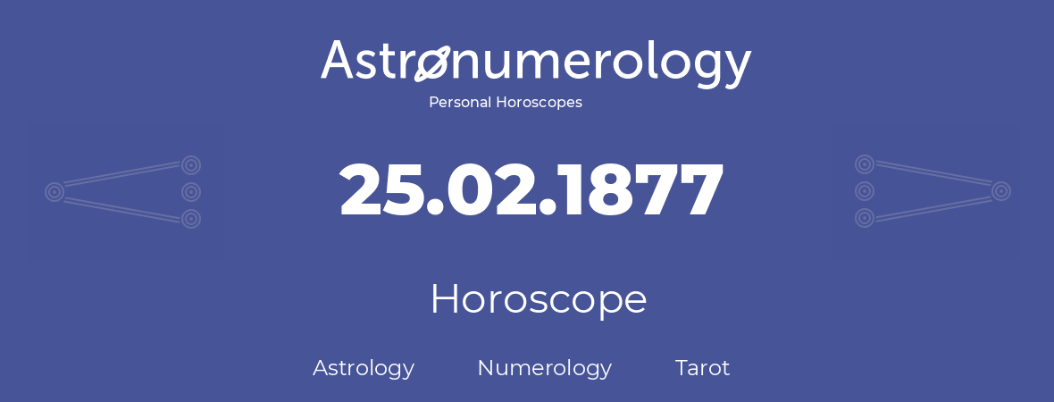 Horoscope for birthday (born day): 25.02.1877 (February 25, 1877)