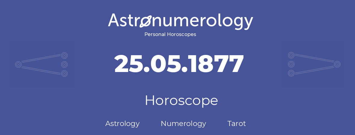 Horoscope for birthday (born day): 25.05.1877 (May 25, 1877)