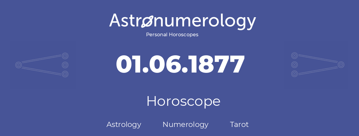 Horoscope for birthday (born day): 01.06.1877 (June 01, 1877)
