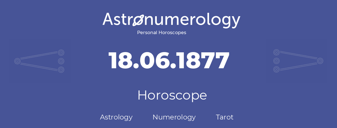 Horoscope for birthday (born day): 18.06.1877 (June 18, 1877)