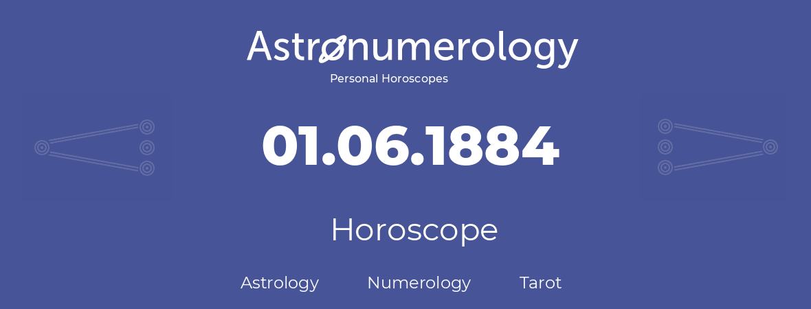 Horoscope for birthday (born day): 01.06.1884 (June 01, 1884)