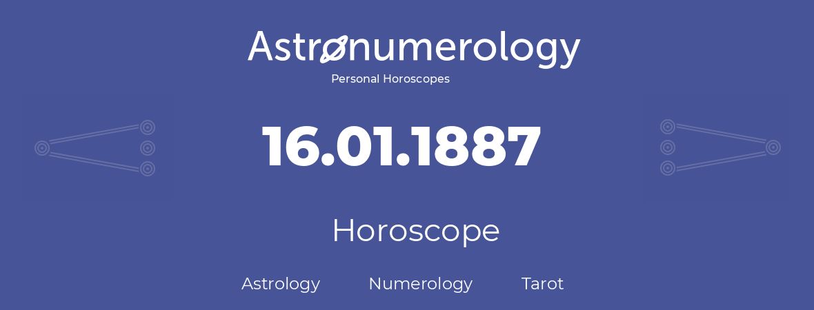 Horoscope for birthday (born day): 16.01.1887 (January 16, 1887)