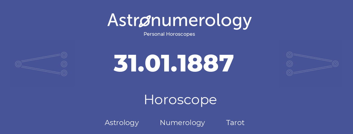 Horoscope for birthday (born day): 31.01.1887 (January 31, 1887)
