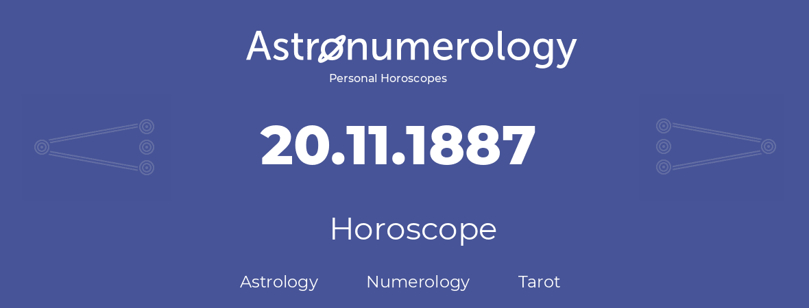 Horoscope for birthday (born day): 20.11.1887 (November 20, 1887)