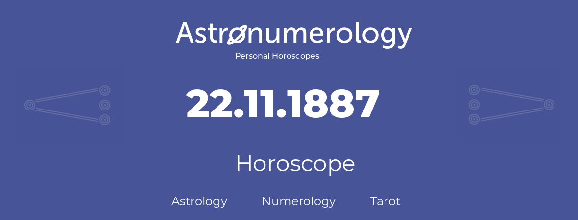 Horoscope for birthday (born day): 22.11.1887 (November 22, 1887)