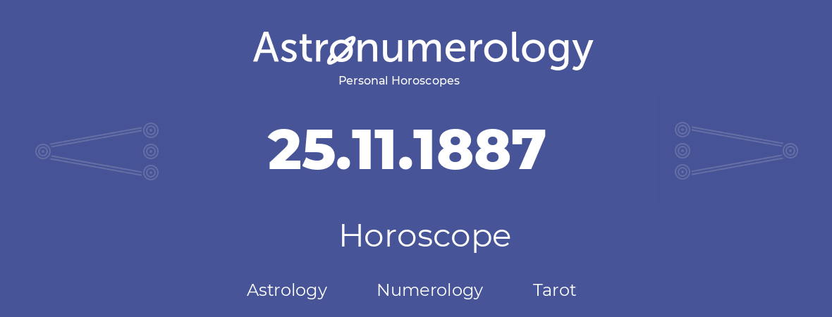 Horoscope for birthday (born day): 25.11.1887 (November 25, 1887)