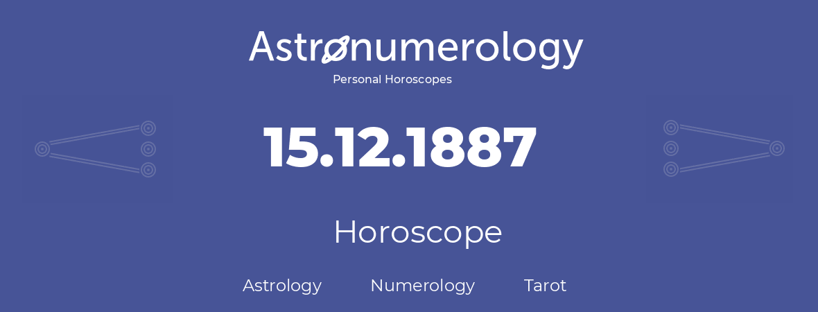 Horoscope for birthday (born day): 15.12.1887 (December 15, 1887)