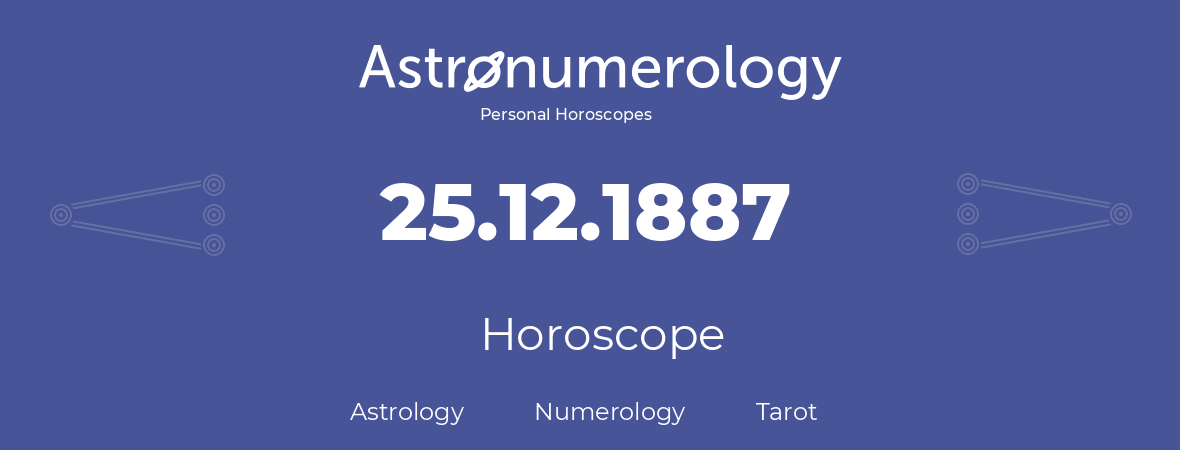 Horoscope for birthday (born day): 25.12.1887 (December 25, 1887)