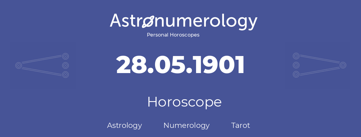 Horoscope for birthday (born day): 28.05.1901 (May 28, 1901)