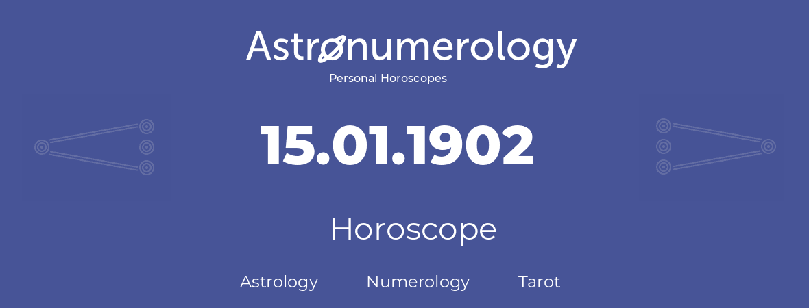 Horoscope for birthday (born day): 15.01.1902 (January 15, 1902)