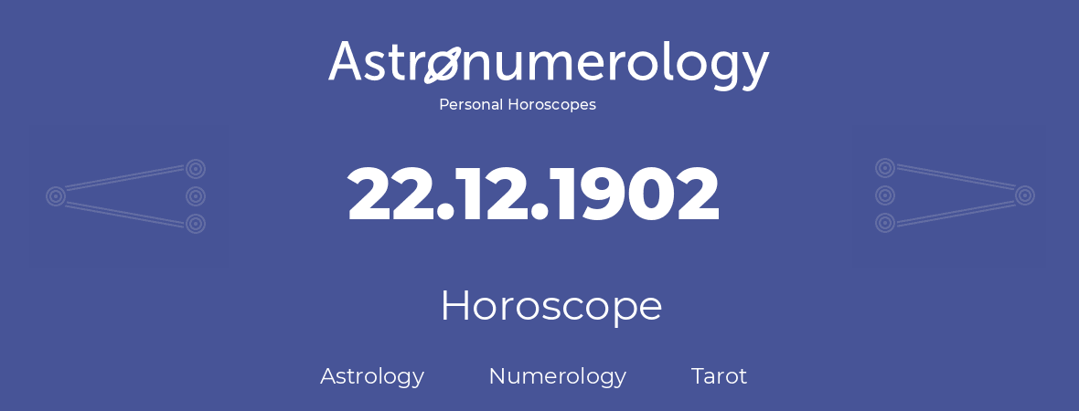 Horoscope for birthday (born day): 22.12.1902 (December 22, 1902)