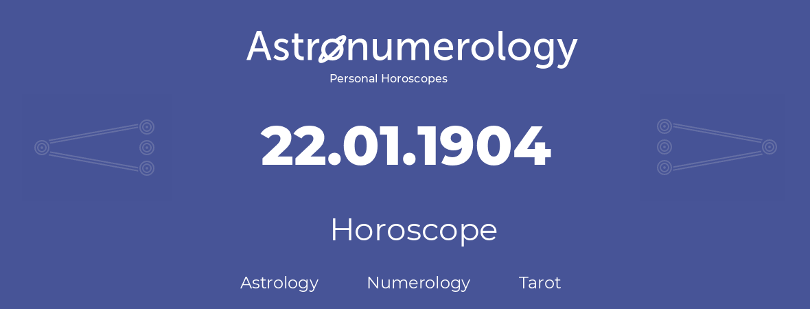 Horoscope for birthday (born day): 22.01.1904 (January 22, 1904)