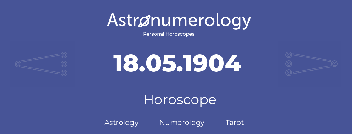 Horoscope for birthday (born day): 18.05.1904 (May 18, 1904)