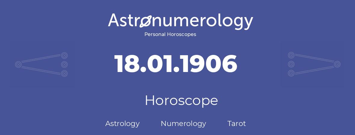 Horoscope for birthday (born day): 18.01.1906 (January 18, 1906)