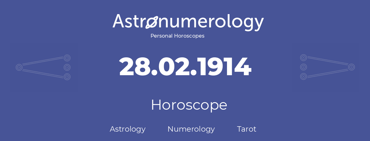 Horoscope for birthday (born day): 28.02.1914 (February 28, 1914)