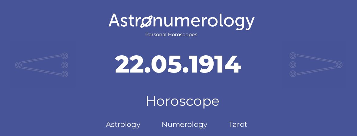 Horoscope for birthday (born day): 22.05.1914 (May 22, 1914)