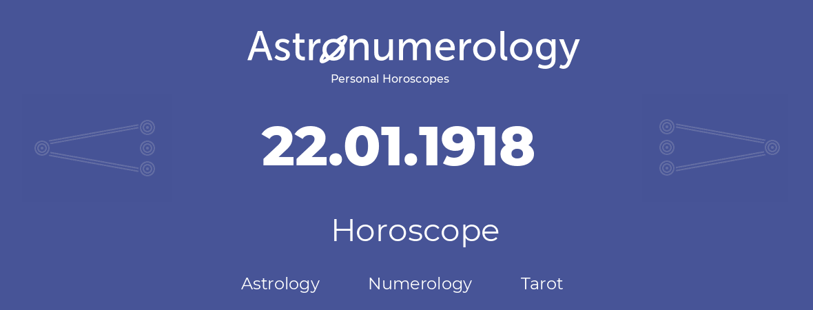 Horoscope for birthday (born day): 22.01.1918 (January 22, 1918)