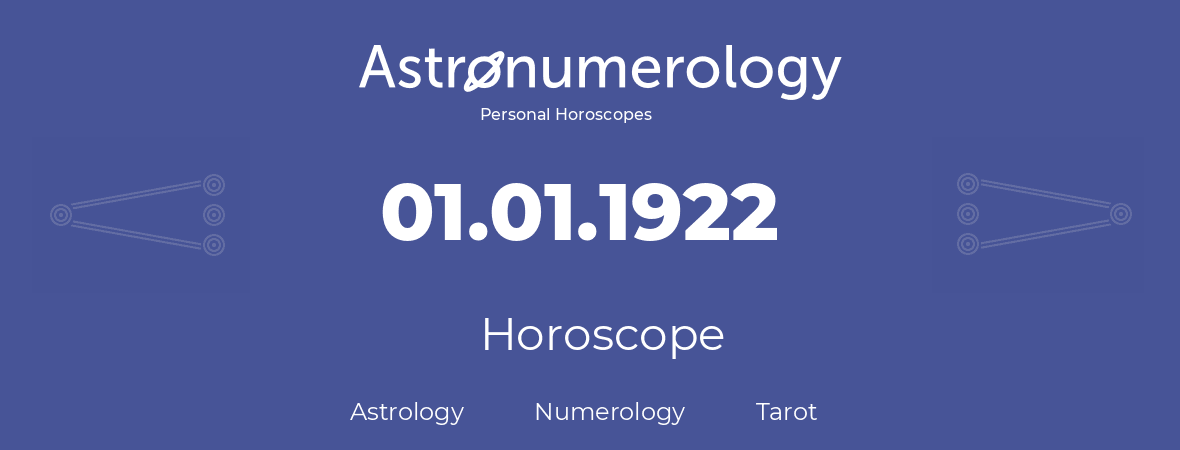 Horoscope for birthday (born day): 01.01.1922 (January 1, 1922)