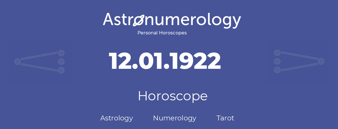 Horoscope for birthday (born day): 12.01.1922 (January 12, 1922)