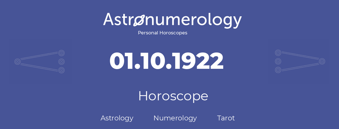 Horoscope for birthday (born day): 01.10.1922 (Oct 1, 1922)