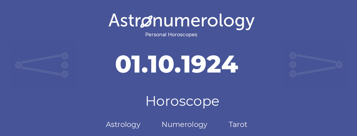 Horoscope for birthday (born day): 01.10.1924 (Oct 1, 1924)