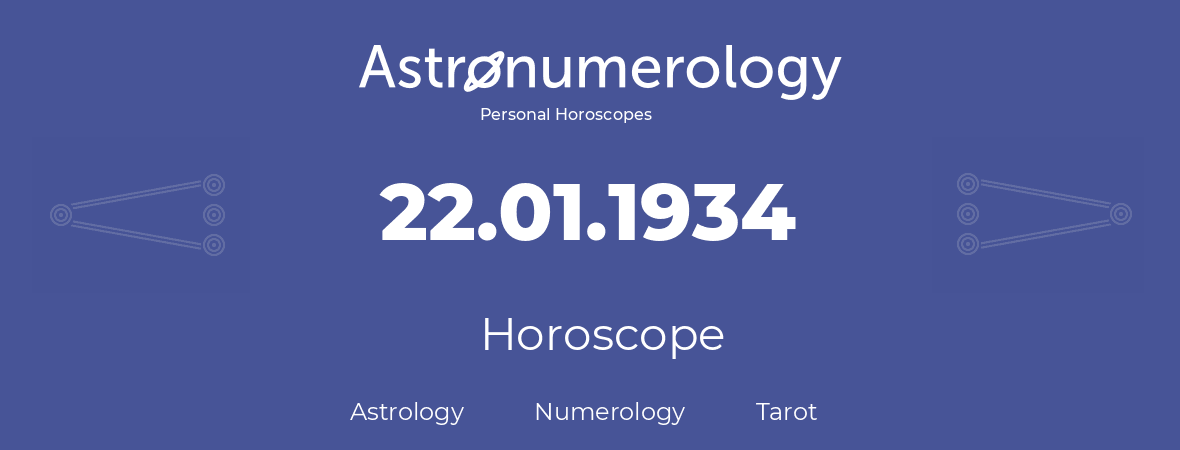 Horoscope for birthday (born day): 22.01.1934 (January 22, 1934)
