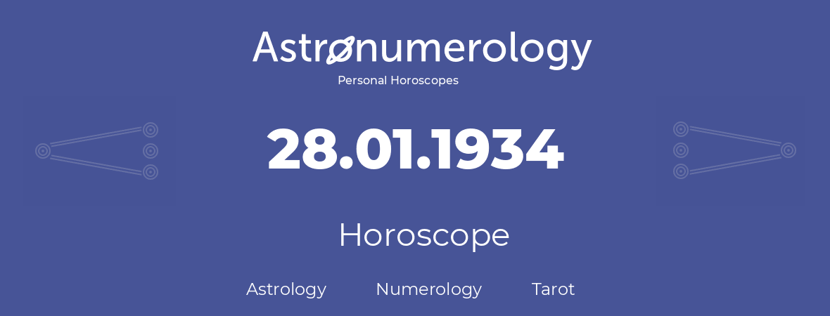 Horoscope for birthday (born day): 28.01.1934 (January 28, 1934)