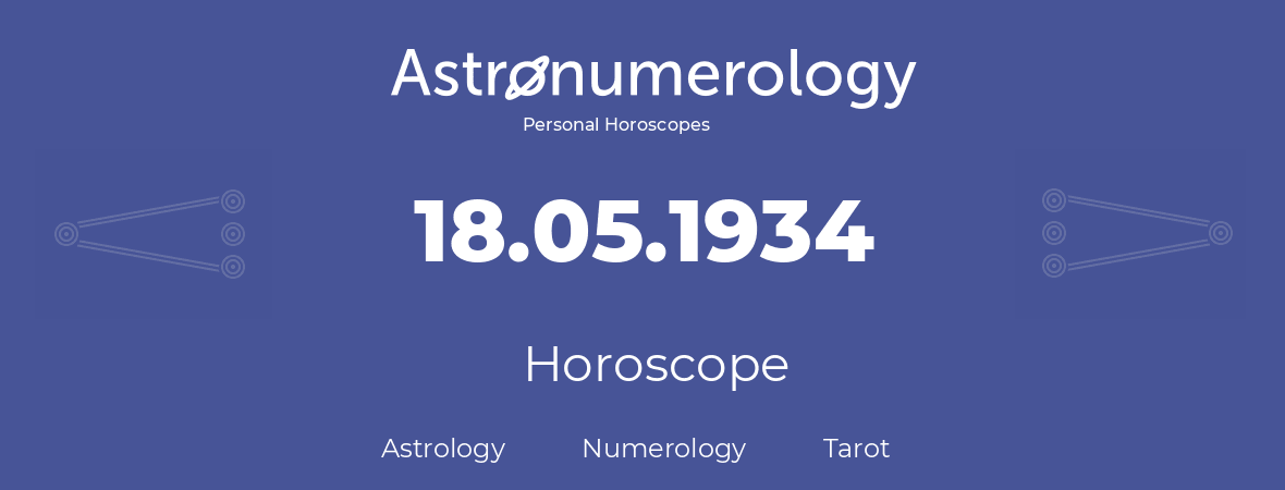 Horoscope for birthday (born day): 18.05.1934 (May 18, 1934)