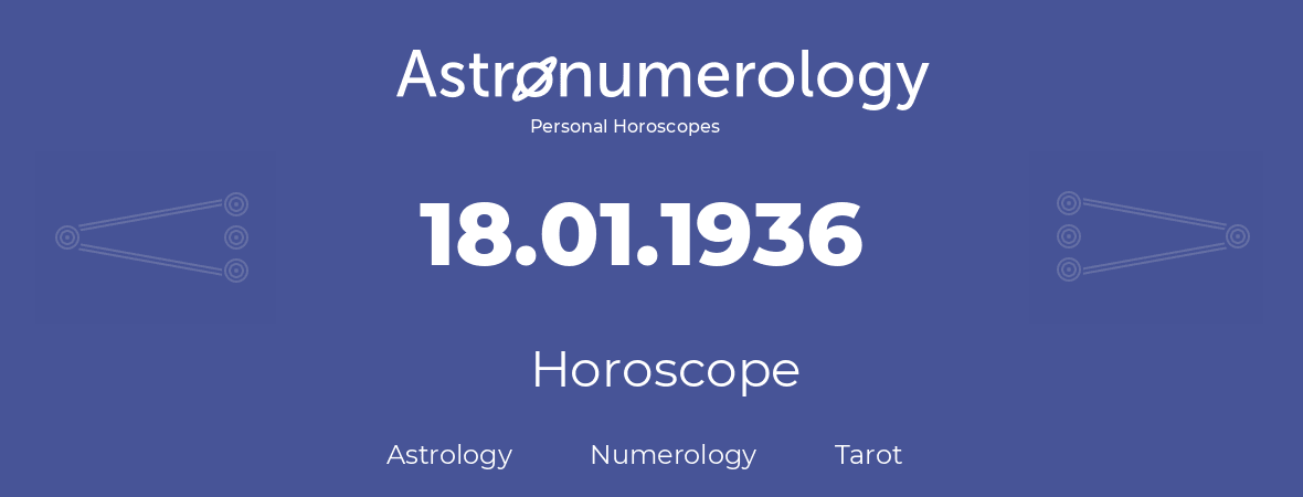 Horoscope for birthday (born day): 18.01.1936 (January 18, 1936)