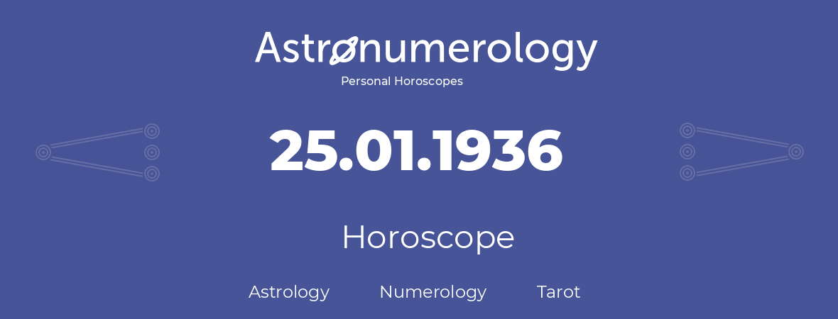 Horoscope for birthday (born day): 25.01.1936 (January 25, 1936)