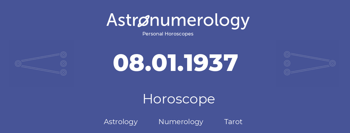 Horoscope for birthday (born day): 08.01.1937 (January 8, 1937)