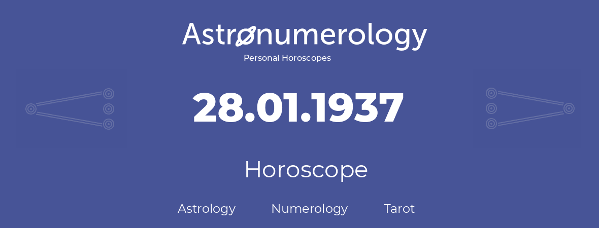 Horoscope for birthday (born day): 28.01.1937 (January 28, 1937)