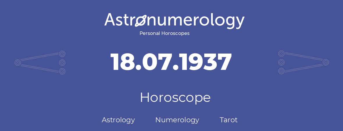 Horoscope for birthday (born day): 18.07.1937 (July 18, 1937)
