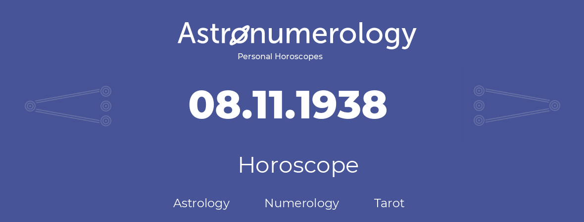 Horoscope for birthday (born day): 08.11.1938 (November 08, 1938)