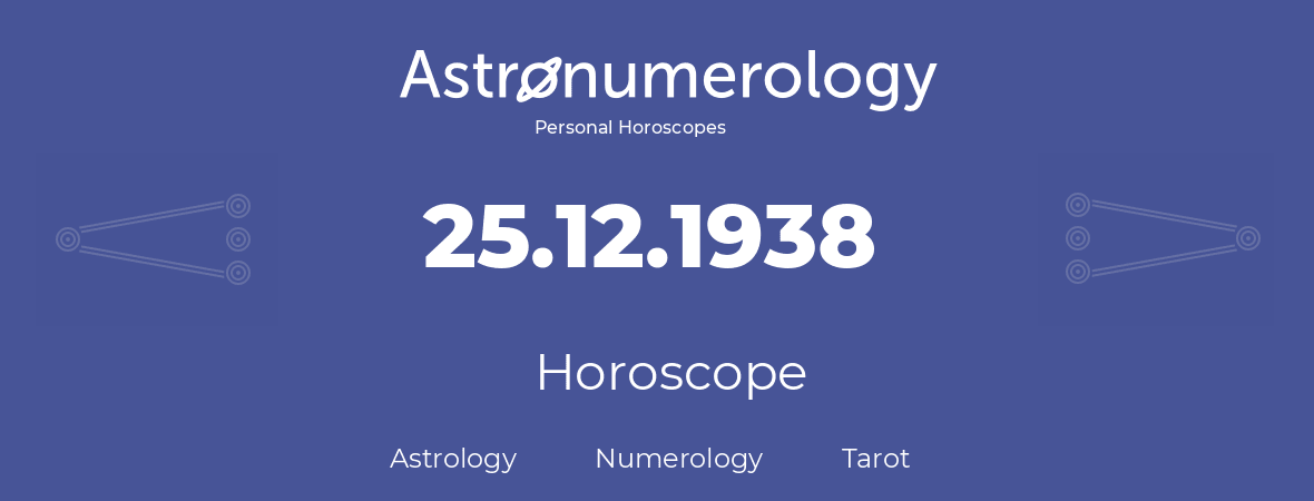 Horoscope for birthday (born day): 25.12.1938 (December 25, 1938)