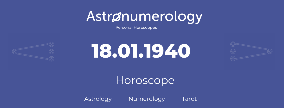 Horoscope for birthday (born day): 18.01.1940 (January 18, 1940)