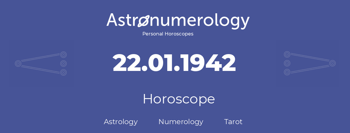 Horoscope for birthday (born day): 22.01.1942 (January 22, 1942)