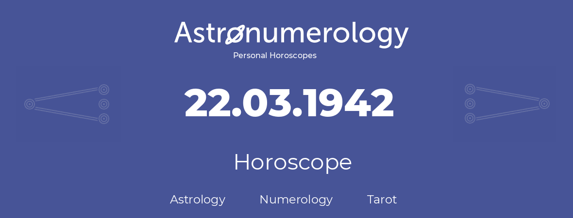 Horoscope for birthday (born day): 22.03.1942 (March 22, 1942)