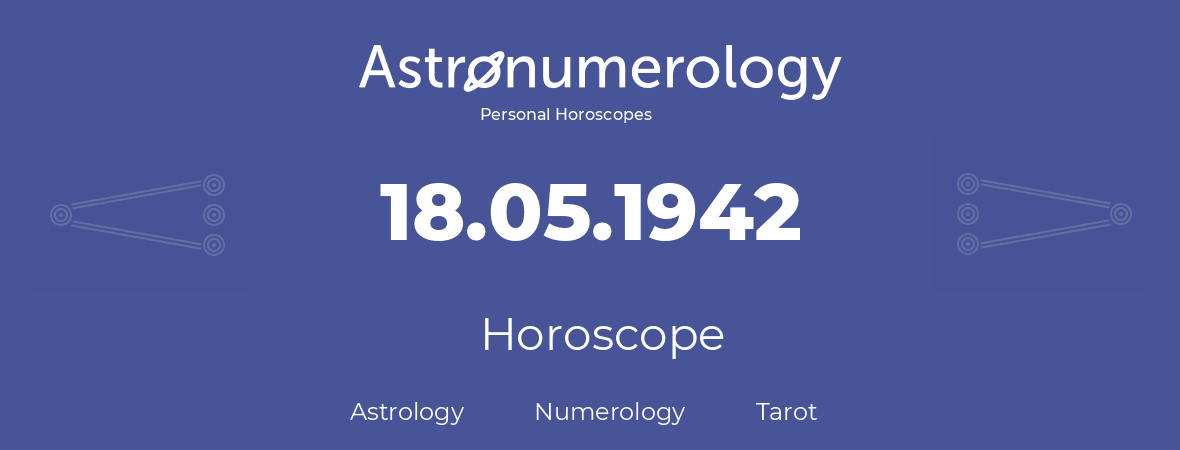 Horoscope for birthday (born day): 18.05.1942 (May 18, 1942)