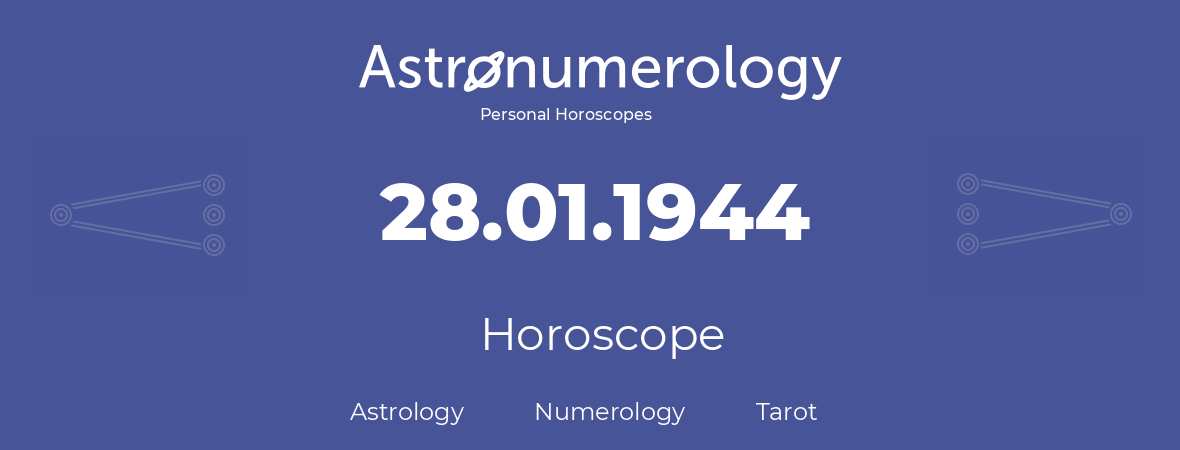 Horoscope for birthday (born day): 28.01.1944 (January 28, 1944)