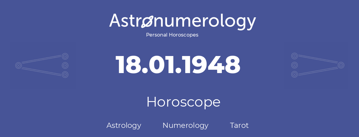 Horoscope for birthday (born day): 18.01.1948 (January 18, 1948)