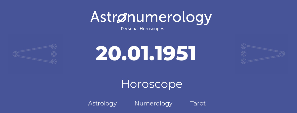 Horoscope for birthday (born day): 20.01.1951 (January 20, 1951)