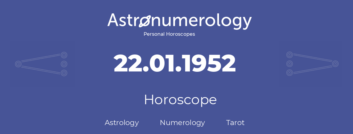 Horoscope for birthday (born day): 22.01.1952 (January 22, 1952)