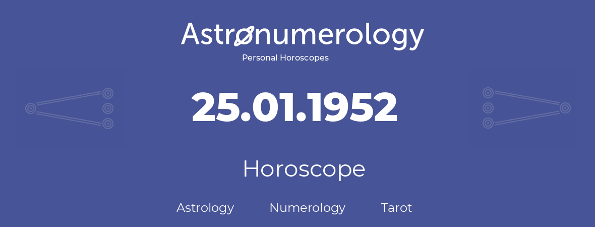 Horoscope for birthday (born day): 25.01.1952 (January 25, 1952)
