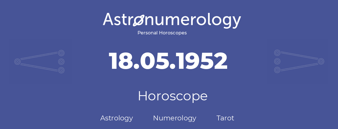 Horoscope for birthday (born day): 18.05.1952 (May 18, 1952)