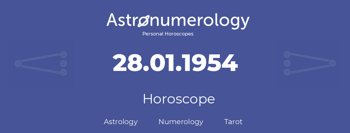 Horoscope for birthday (born day): 28.01.1954 (January 28, 1954)
